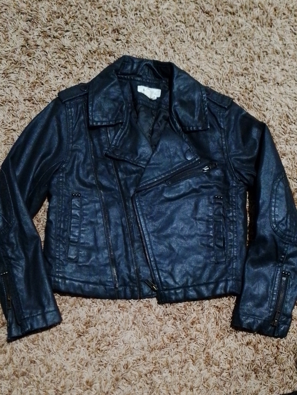 Faux Leather Moto Blazer for Kids